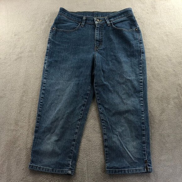 Lee Riders Womens Capri Jeans Size 8M Blue Denim Cropped Relaxed Fit Casual - Picture 13 of 14